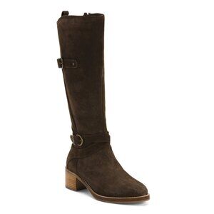 VINTAGE FOUNDRY Army Green Suede Berenice Tall Boots